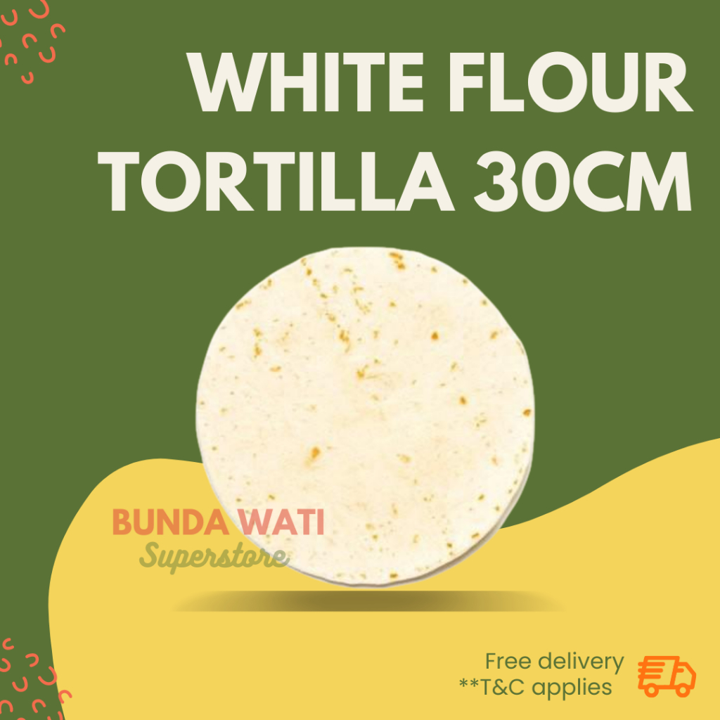 

FLOUR TORTILLA - 30cm - 10pcs -KULIT KEBAB-VEGAN-NO SUGAR- White