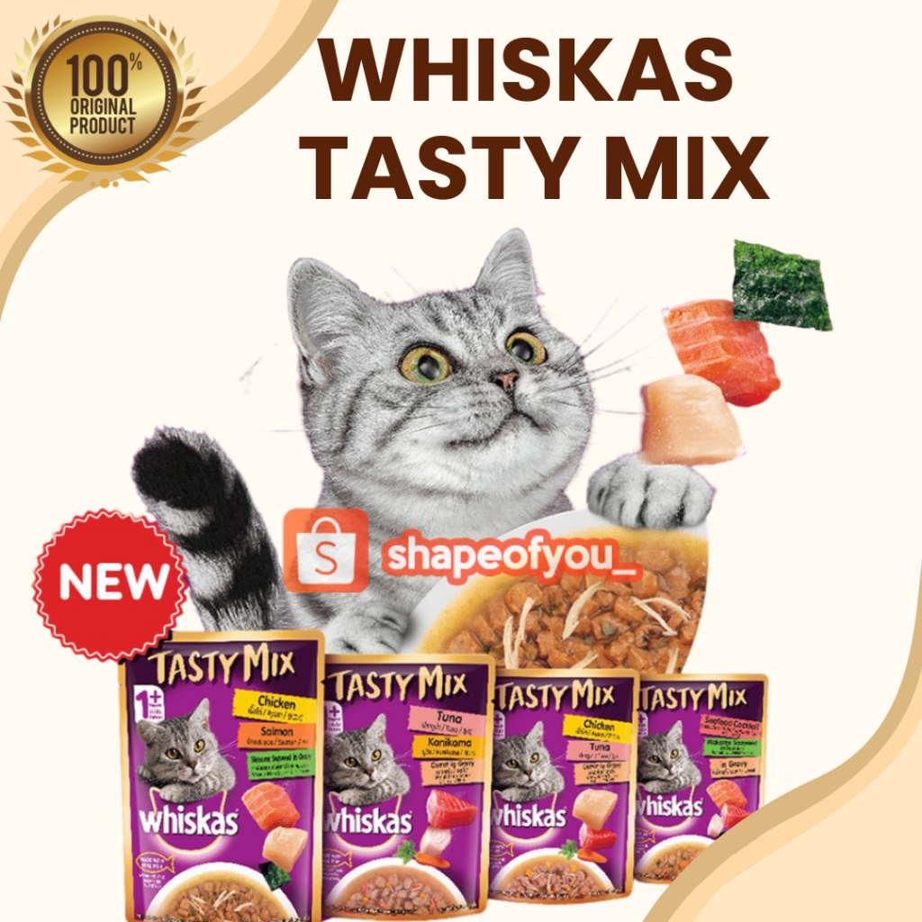 Whiskas Tasty Mix Pouch Makanan Kucing Basah Wiskas Cat Wet Food Saset