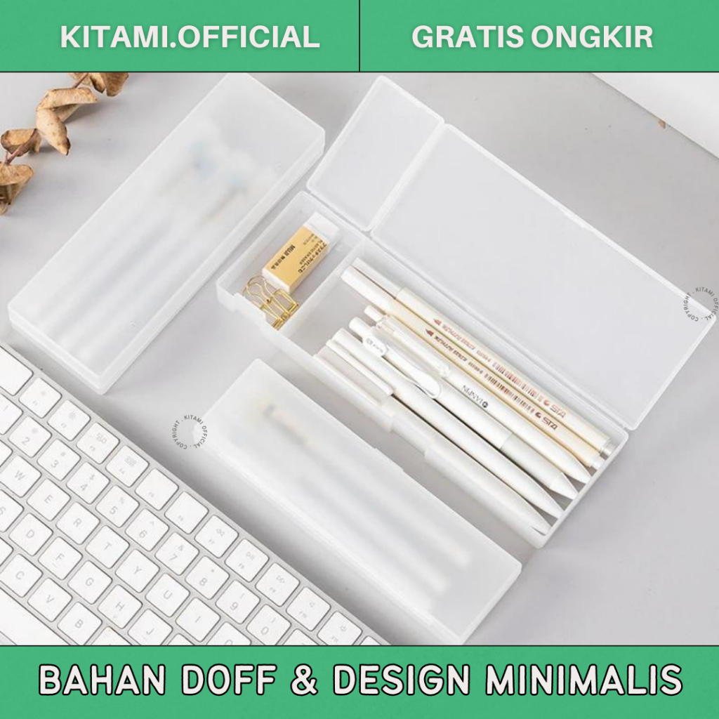 KOTAK PENSIL MINIMALIS TRANSPARAN | PENCIL CASE MATTE AESTHETIC