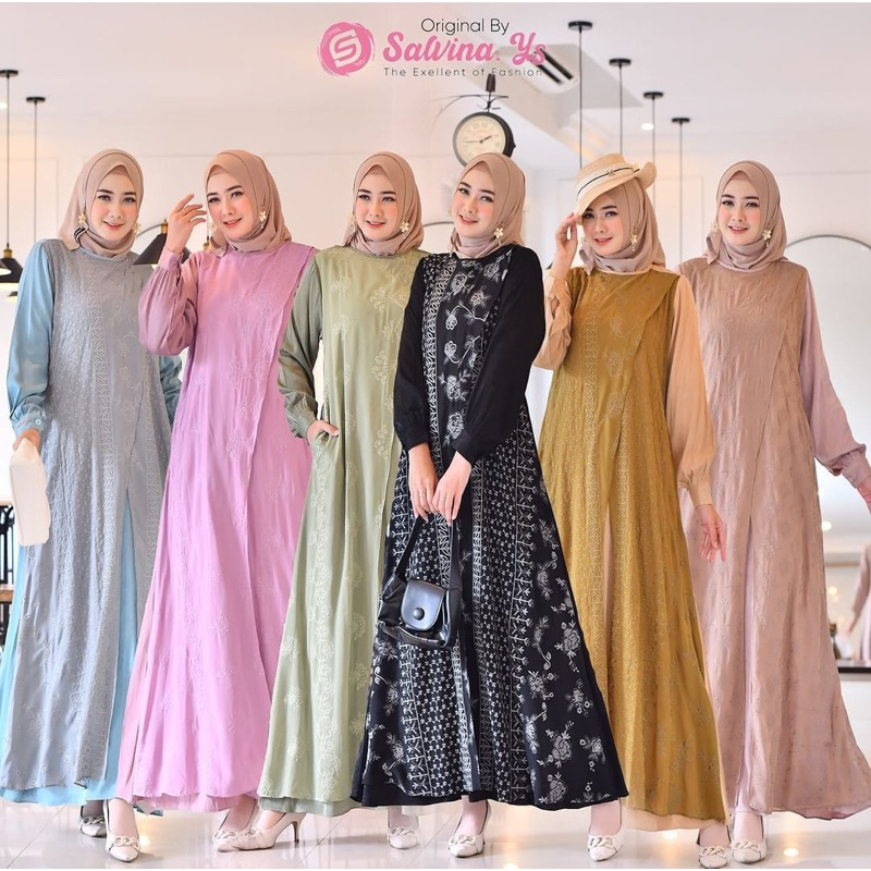 Gamis Salvina 2 Layer mix Ceruty