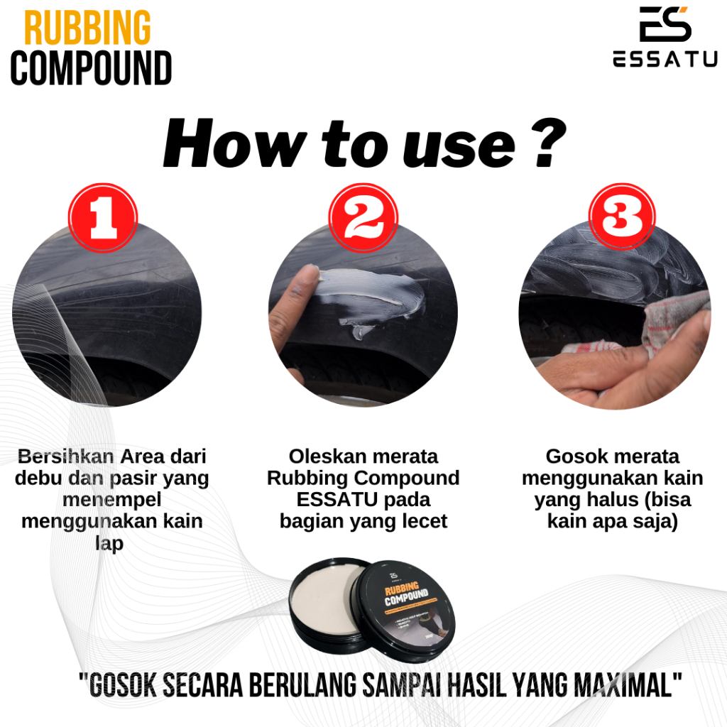 Rubbing Compound Essatu - Kompon Penghilang Baret Body Mobil Poles Bodi Motor dan Helm