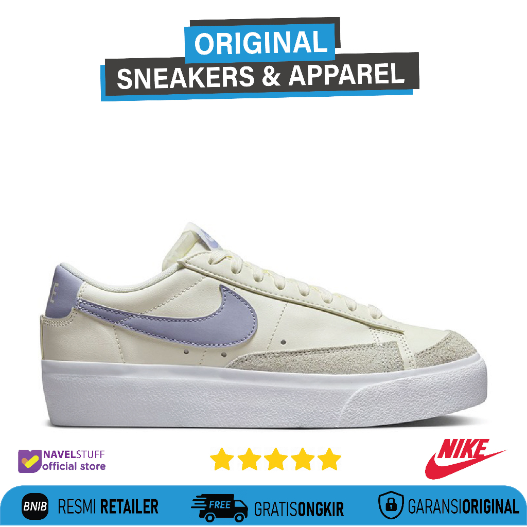 NIKE Blazer Low Platform Sail/Indigo Haze/White Original Resmi BNIB