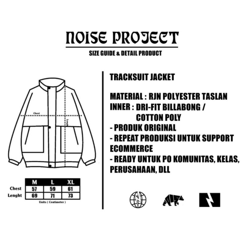 JACKET TRACKTOP ORIGINAL NOISE PROJECT LINER VINTAGE BESTSELLER VARIAN