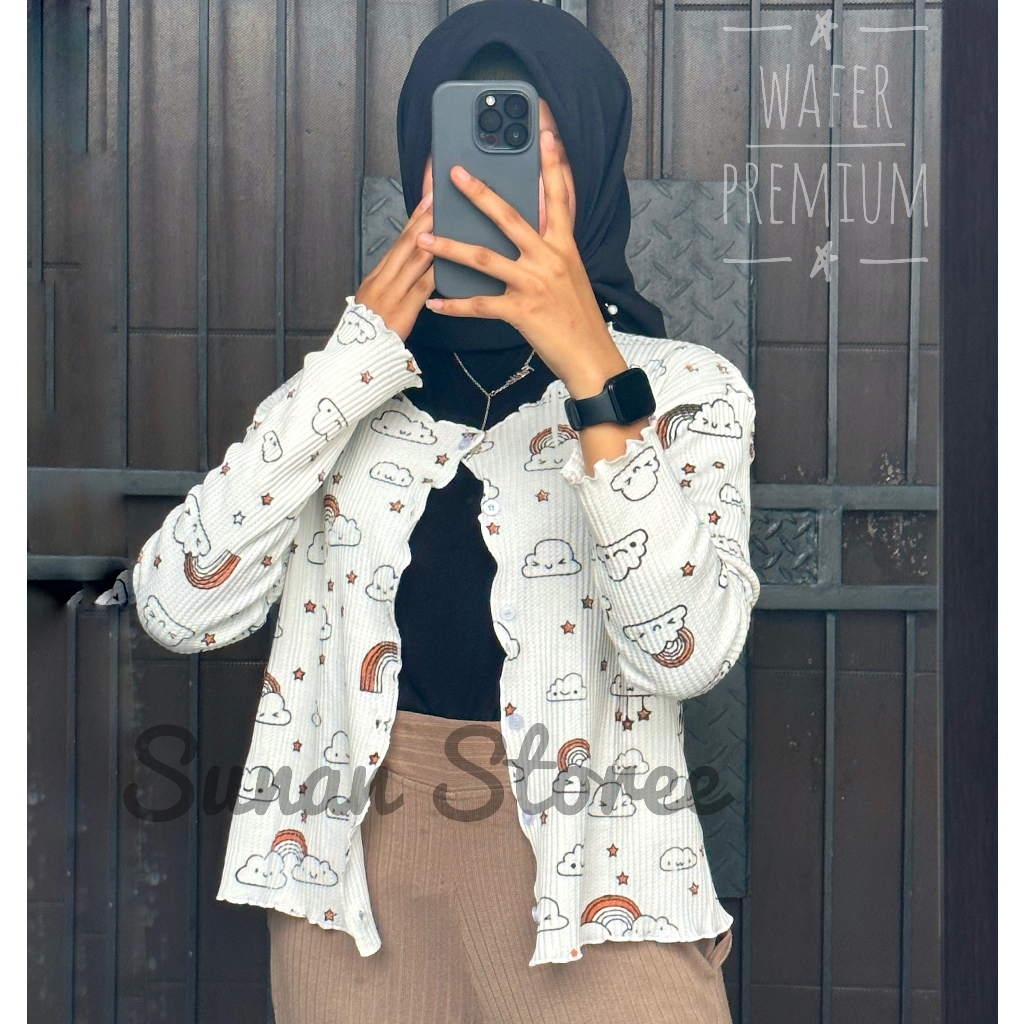 SUNAN STOREE - Cardigan Rajut Wafle / Crop top