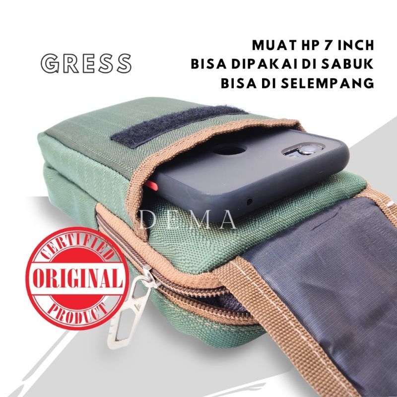 Tas Paha pinggang HP original Gress Army Tactical Tentara Loreng TNI Komando -Tas Pinggang Bahu Loreng Tactical Tas Selempang Army Tactical Pria Tas Kerja Selendang