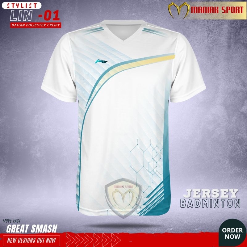 KAOS BADMINTON BAJU BULUTANGKIS STYLIST JERSEY BADMINTON PRINTING PREMIUM