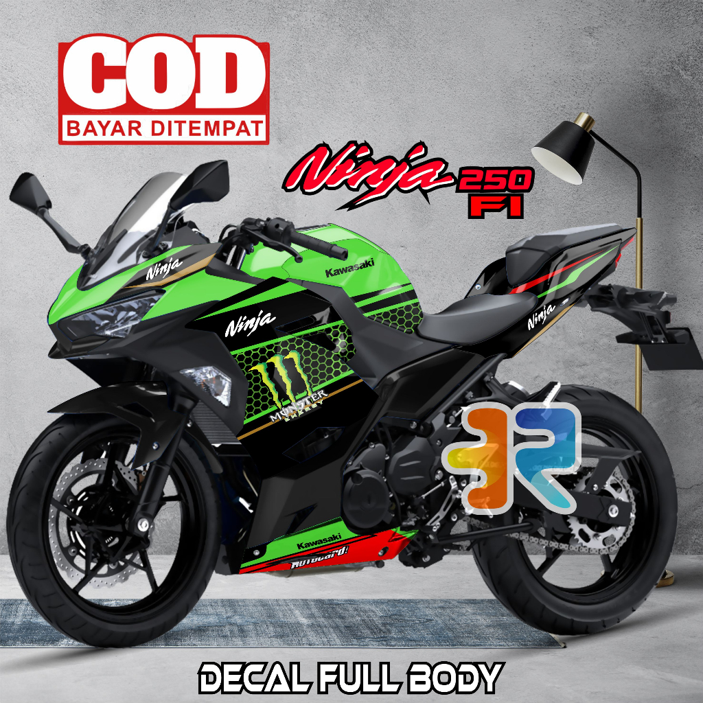 Decal Ninja 250 Fi New Stiker Full Body Variasi Desain Livery Krt Hijau