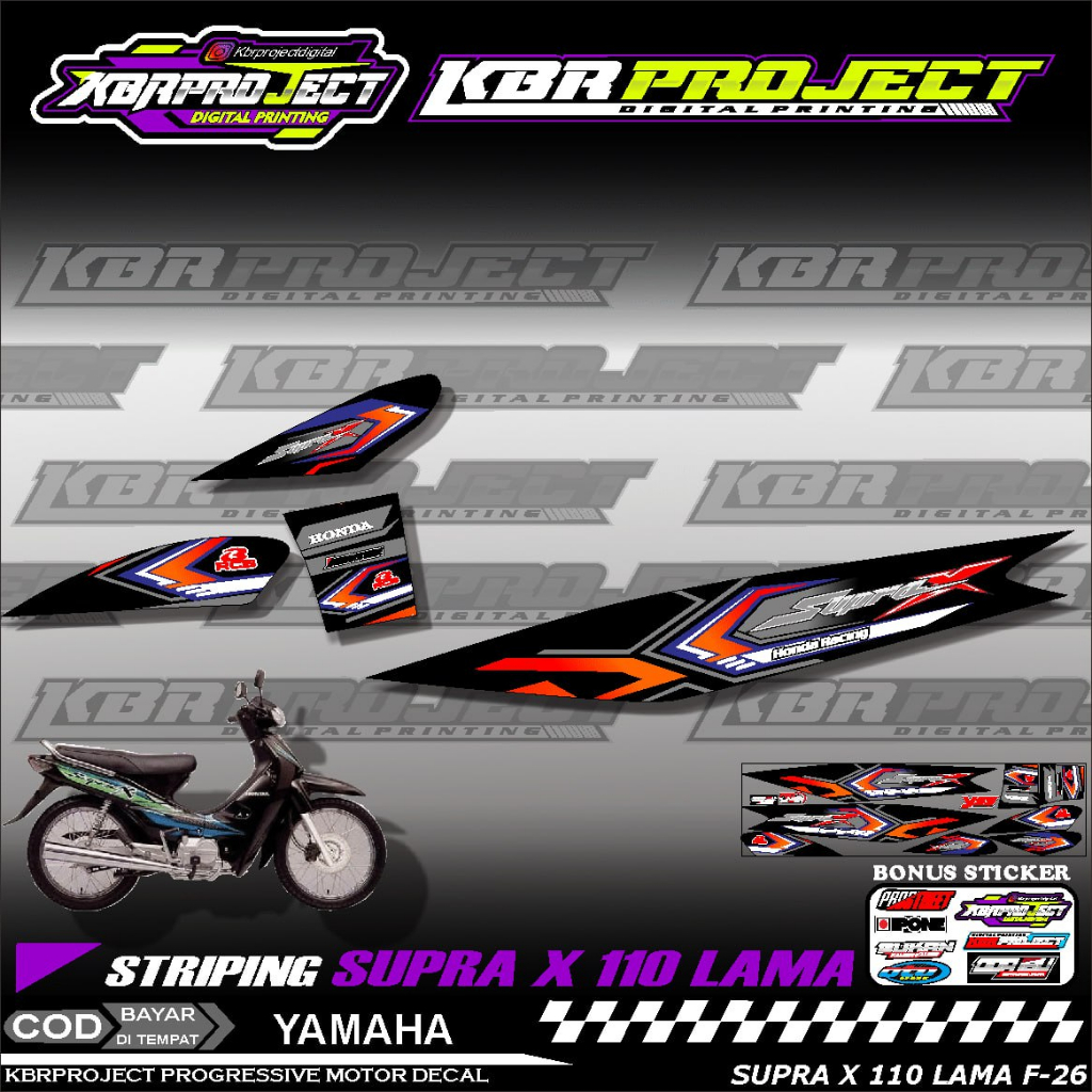 SUPRA X 110 STIKER MOTOR KEREN Stiker Striping SUPRA X 110 Lis Variasi Stiker Motor HONDA Desain Rac