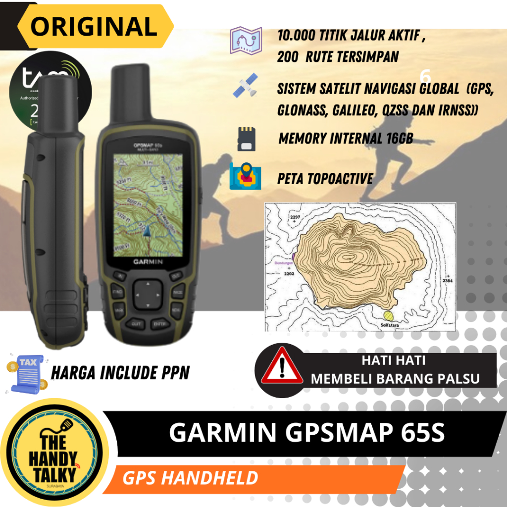 GARMIN GPSMAP 65s GPS HANHELD MULTI BAND SENSOR NEW ORIGINAL GARANSI RESMI TAM 2 TAHUN