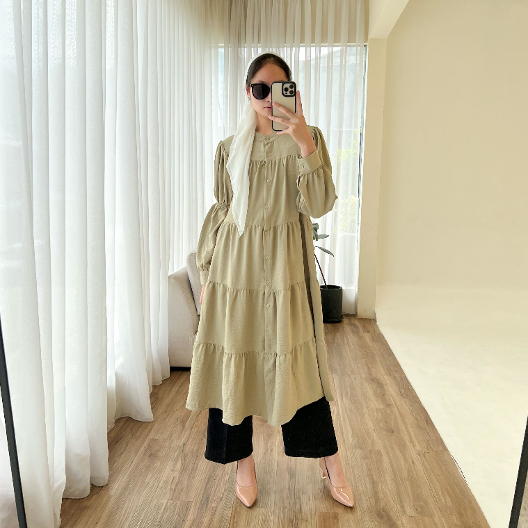 Zahra Crinkle Dress - Fashion Muslim - Tunic Wanita Korea - Casual Dress