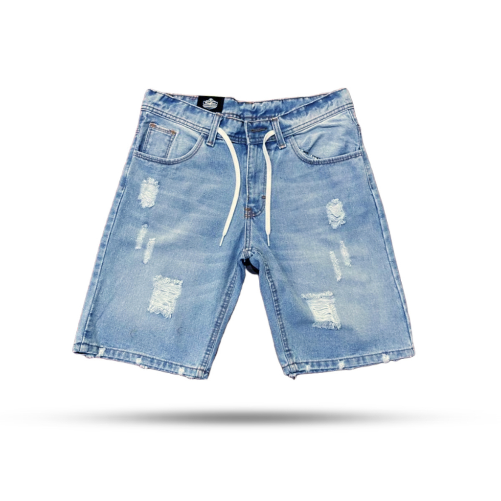 Celana Pendek Pria Jeans Denim Sobek Slimfit Model Terbaru Kekinian - Rassel Store