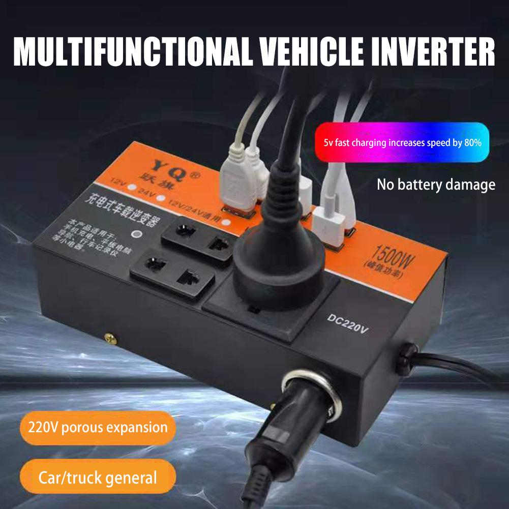 1500W / 2000W  Inverter Mobil 12v24v ke 220v Truk Multifungsi Soket Daya Universal pe Charger