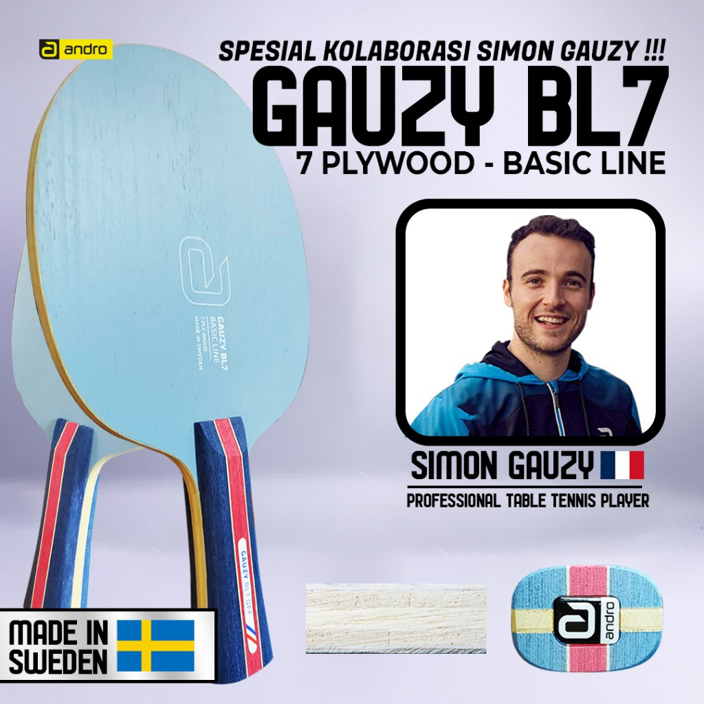 Kayu Bat Tenis Meja Pingpong Andro Gauzy BL7 OFF Basic Line