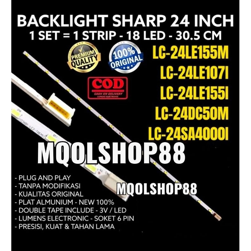 BACKLIGHT LED SHARP 24 INC LC-24LE155M LC-24LE1551 LC-24LE155 LAMPU BL