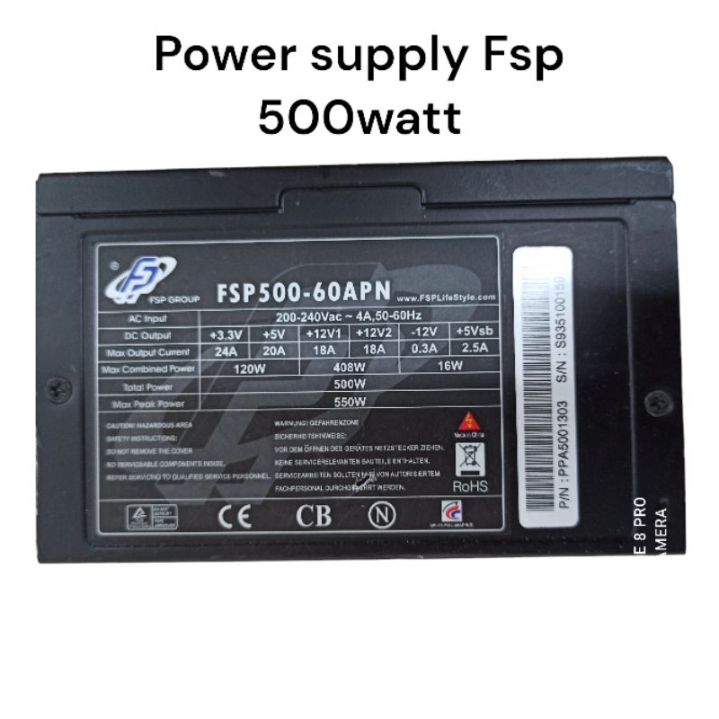 Power supply 500watt pure Fsp