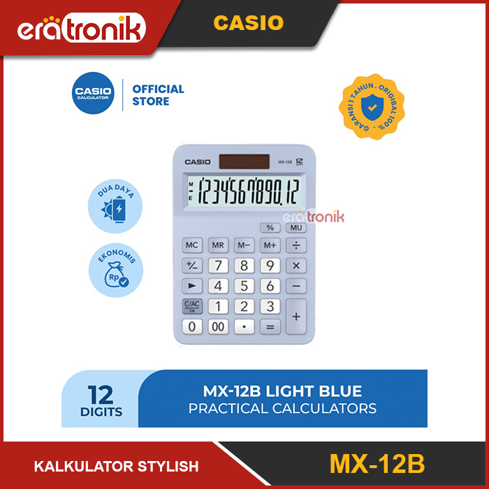

Kalkulator Casio MX-12B Light Blue Kalkulator Stylish Kalkulator Colorful