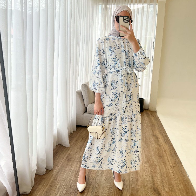 Salwa Dress Motif Mewah - Fashion Muslim - Dress Wanita Korea - Casual Dress