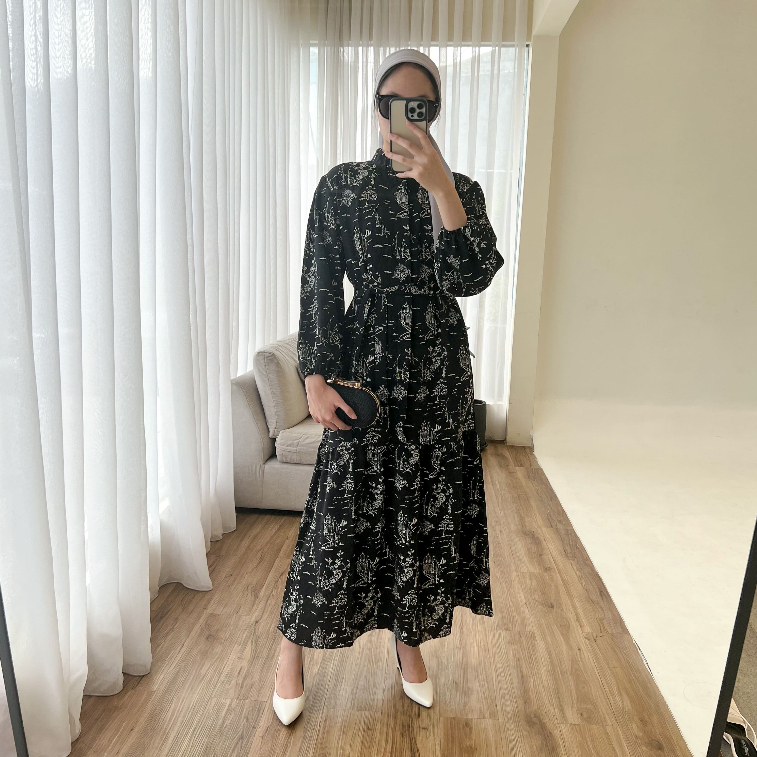 Salwa Dress Motif Mewah - Fashion Muslim - Dress Wanita Korea - Casual Dress