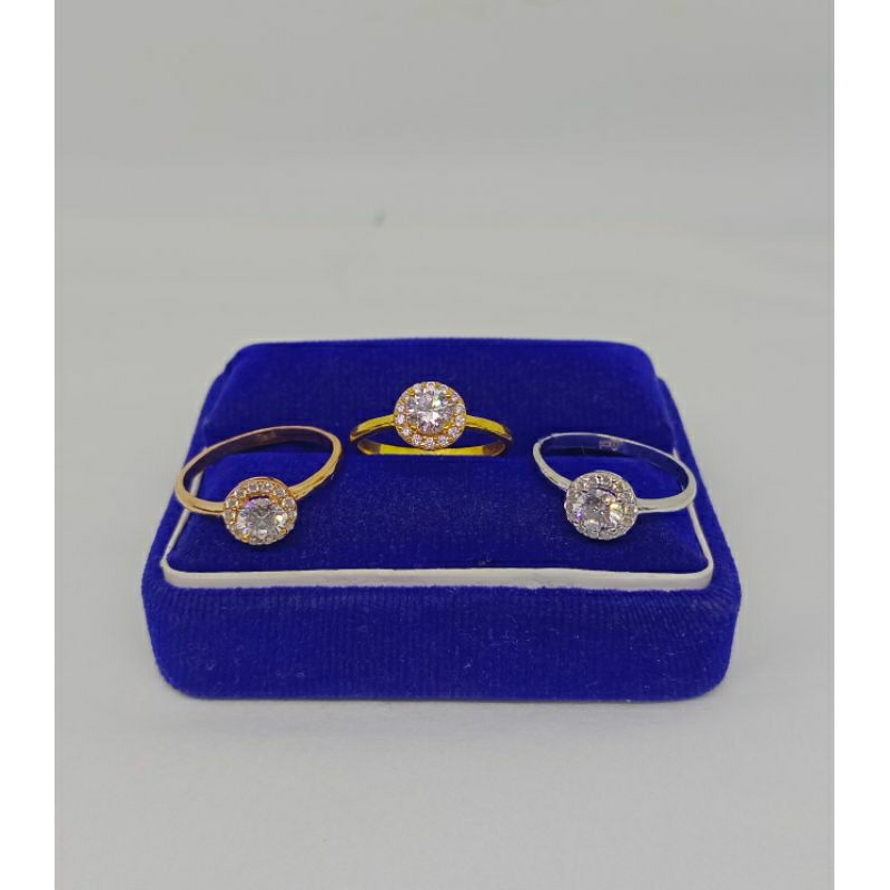 cincin solitaire mp kell/perak asli silver 925 lapis emas/perhiasan fashion wanita terbaru