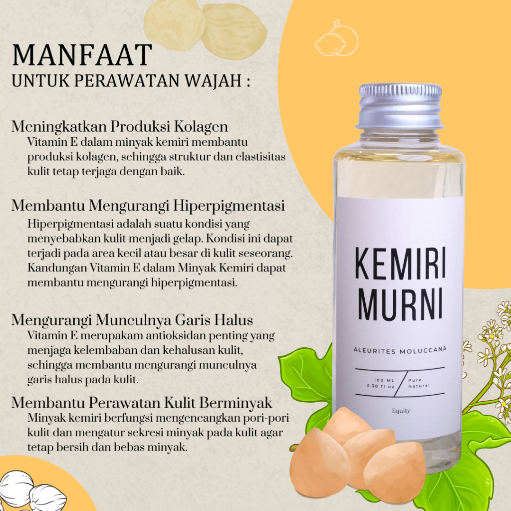 Minyak Kemiri 100% Murni, Serum Rambut dan Wajah