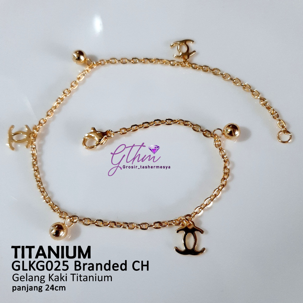 Gelang Kaki Titanium Branded Emas Anti Luntur Perhiasan Import GLKG025 GTHM