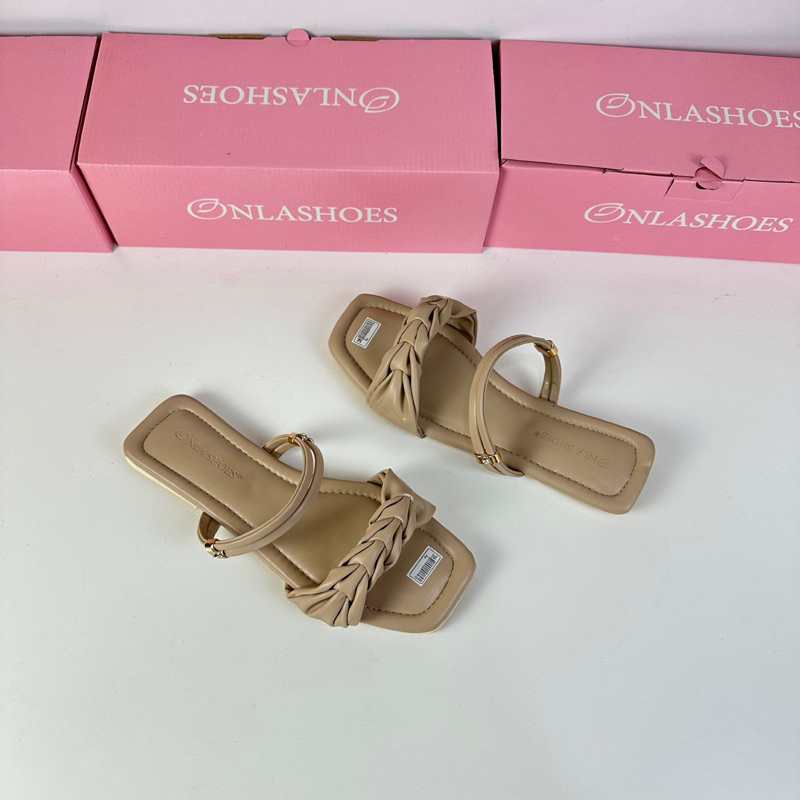 ONLASHOES Sandal Teplek Wanita Sendal Selop Flat kepang Kode 202