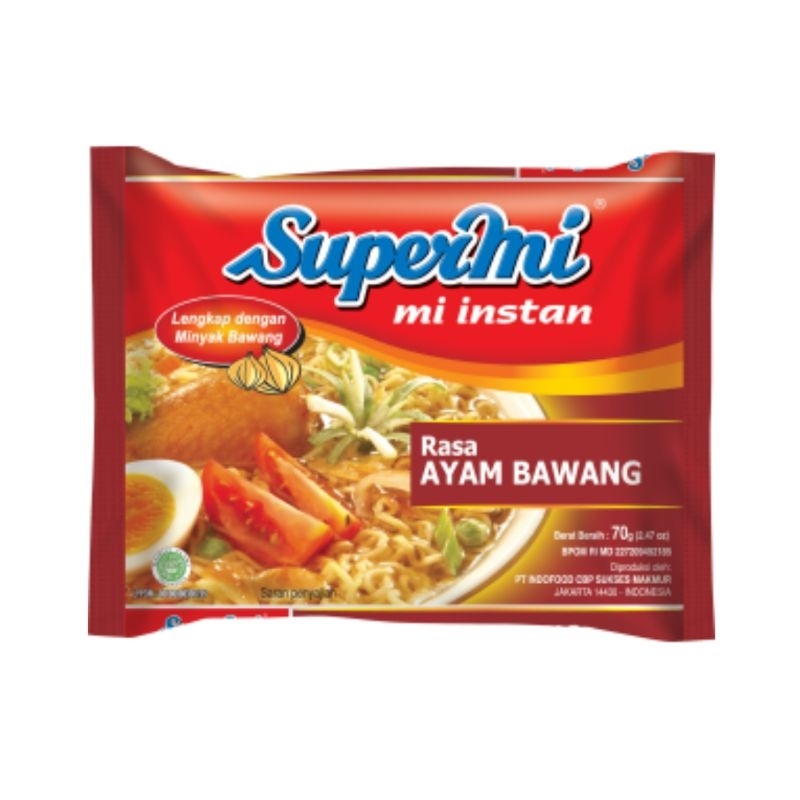 

Supermi Mie Instant Ayam Bawang 1 Dus isi 40 pcs x 75g