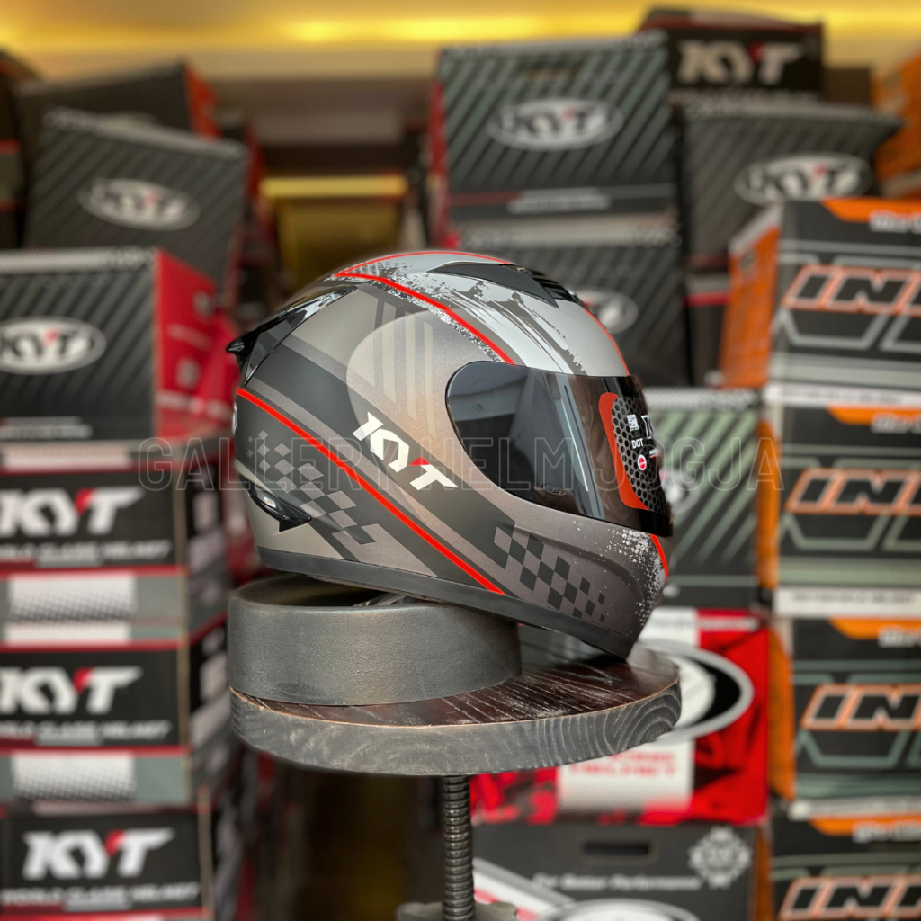 KYT R10 #4 Gunmetal Doff Red / Helm Full Face / KYT Full Face / KYT R10 seri 4 Gunmetal Doff Red Hel