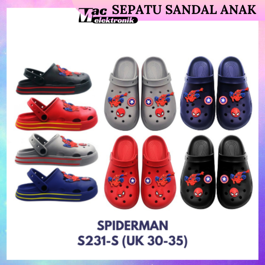 SEPATU SANDAL BAKPAO/BAIM ANAK SANDAL KODOK UNTUK ANAK SPRIDERMAN CAPTAIN AMERICA MARIO