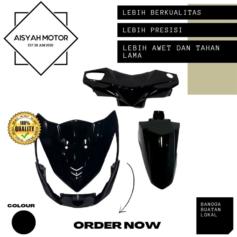 Cover Bodi Bagian Depan Honda Beat FI Warna Hitam Tahun 2012-2014