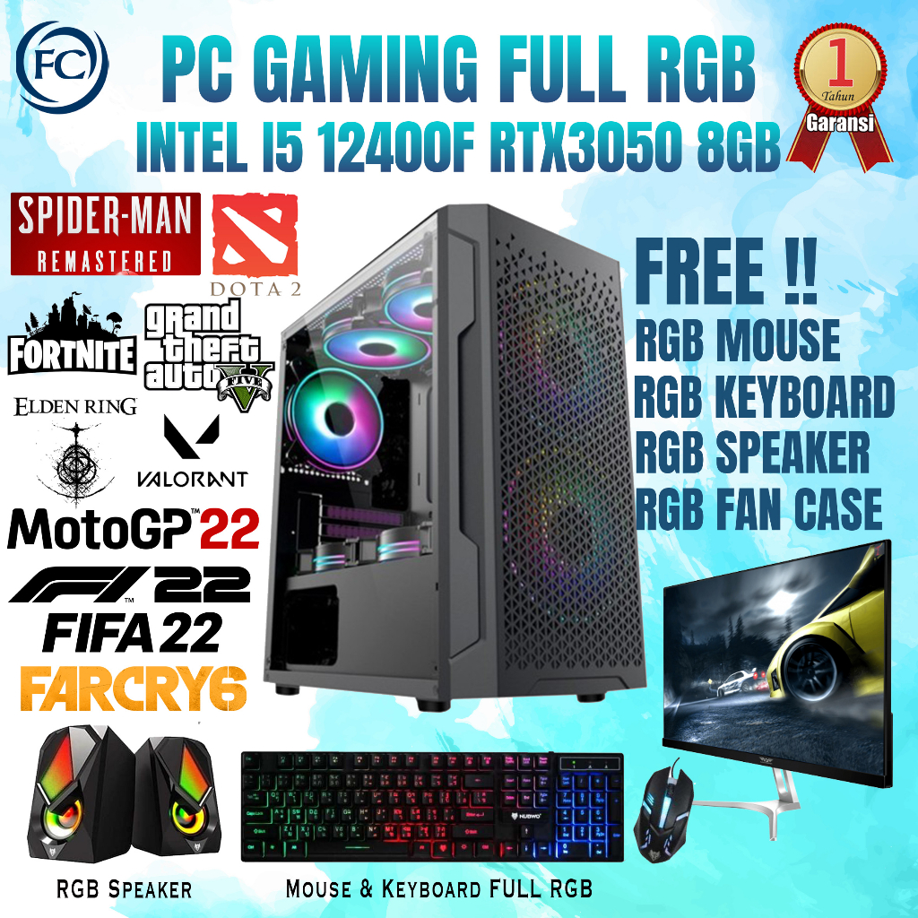 PC GAMING / DESIGN / LIVESTREAMING DDR4 I5 12400F /16GB/ RTX 3050 8GB