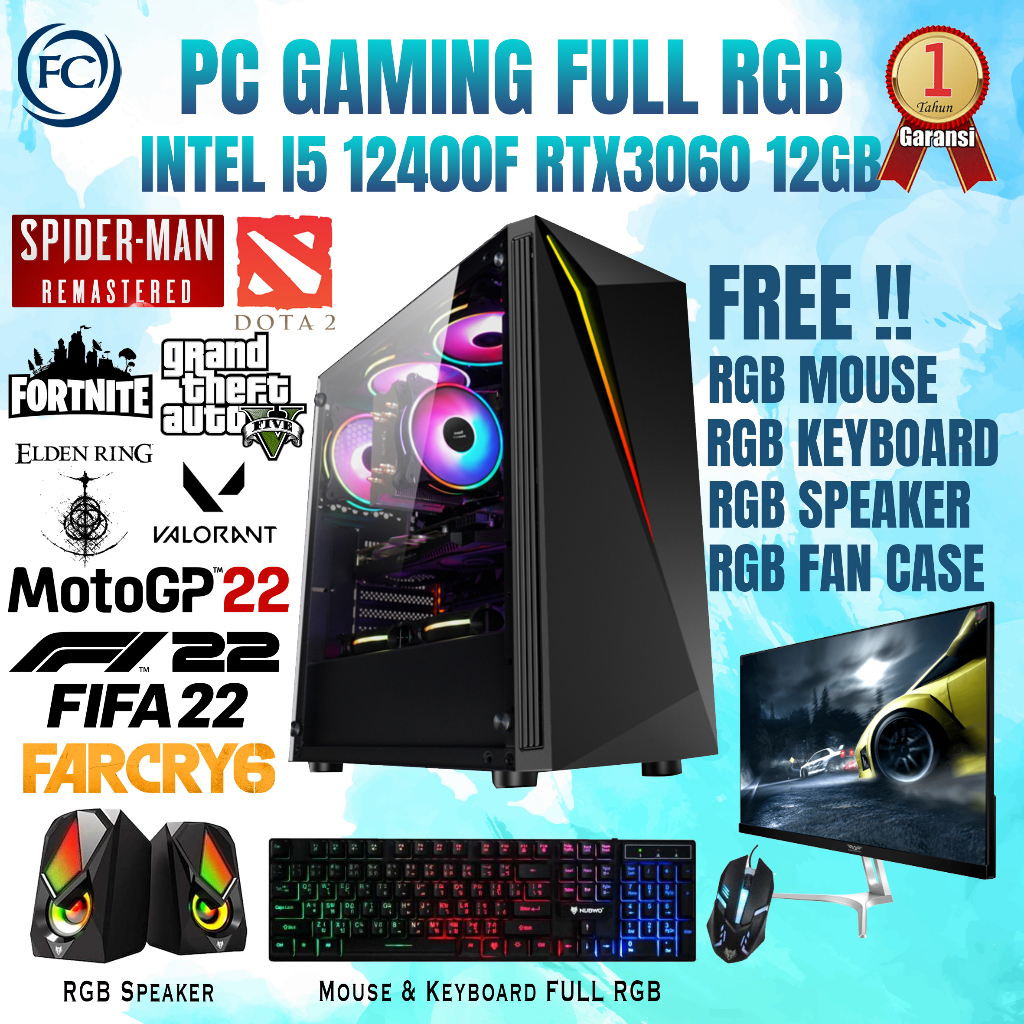 PC GAMING / DESIGN / LIVESTREAMING DDR4 I5 12400F /16GB/ RTX 3060 12GB