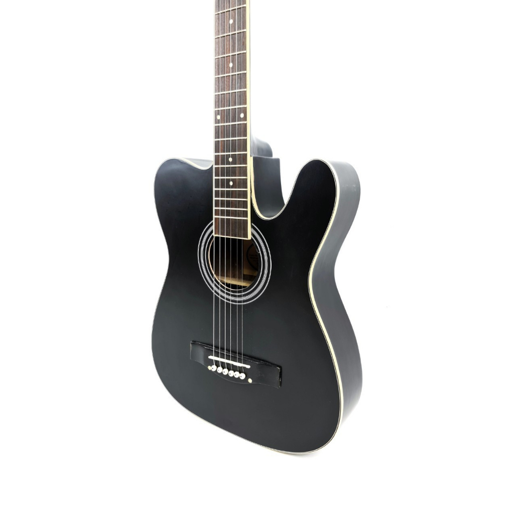 Gitar Akustik Tele Merk Fender Model Telekustik Slim Hitam Telecoustic Spruce Senar String Trusrod Murah