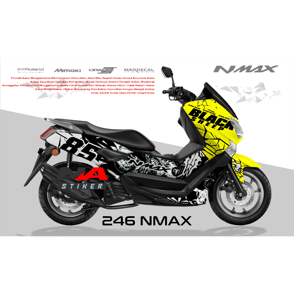 STIKER DECAL YAMAHA NMAX VARIASI RACING - DECAL NMAX 2015 2016 2017 2018 2019 FULL BODY