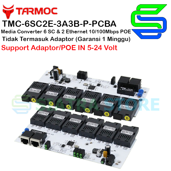 Tarmoc TMC-6SC2E-3A3B-P|6FO 2Lan 10/100 POE(5-24V) Media Converter PCB