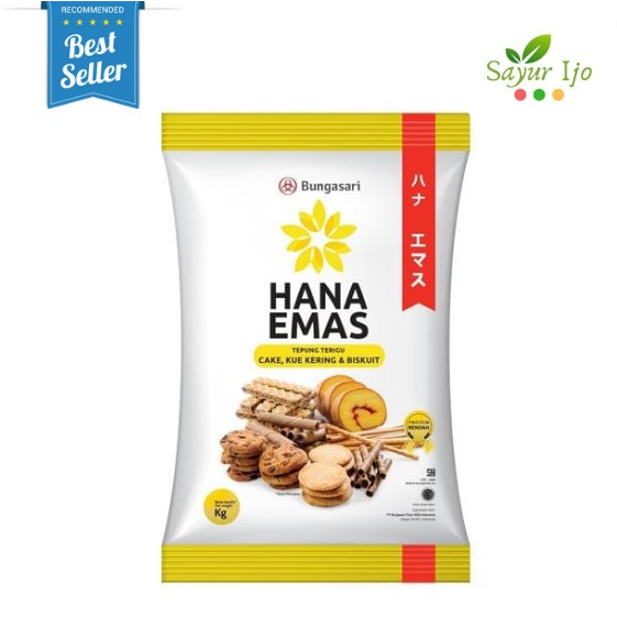 

Tepung Terigu Premium Hana Emas Bungasari 1 Kg Cake Kue Kering Biskuit