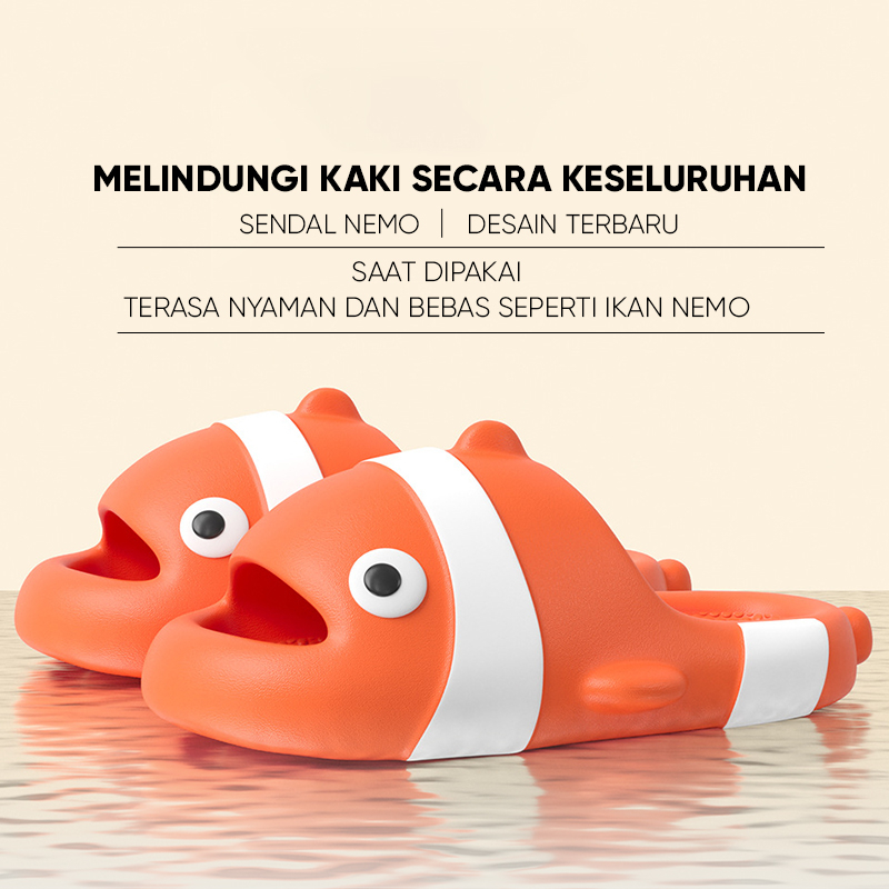 Lazy Bear Sendal Jelly Wanita /  Sandal Nemo / Sandal Lucu Import / Sandal Karakter Ikan Dewasa / Sandal Jelly Wanita / Dewasa Selop / Karakater Ikan Sandal Anak H34