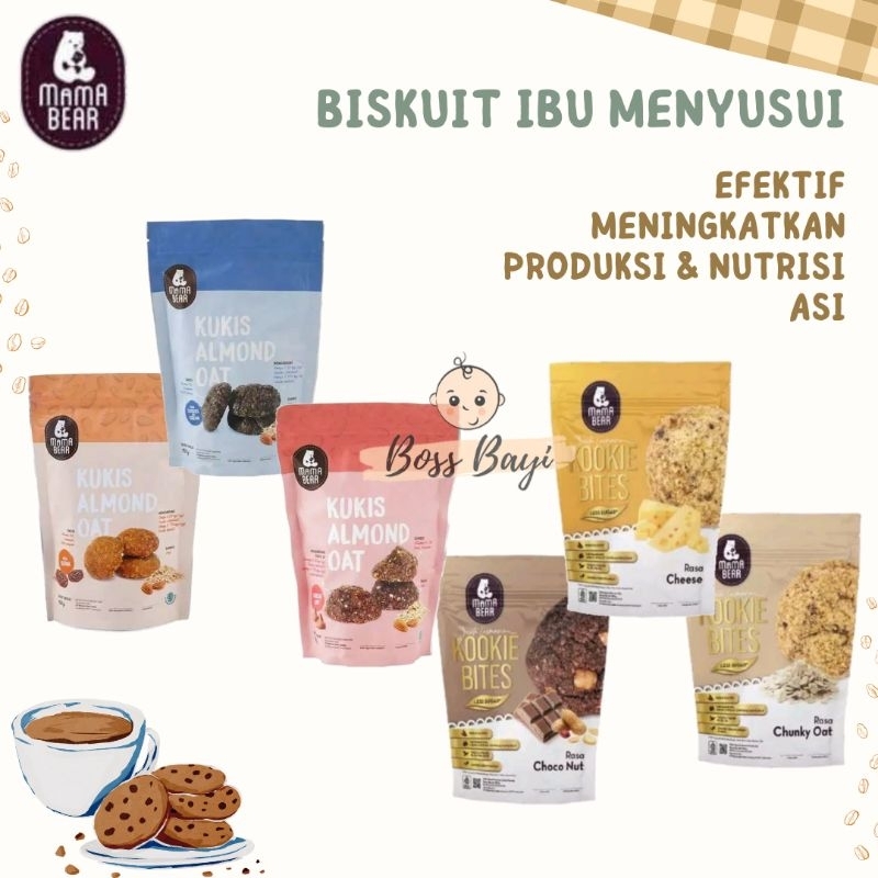 MAMA BEAR - Kukis Almon Oat / Cookies Almond | Kookie Bites (Snack Cemilan Biskuit Ibu Menyusui)