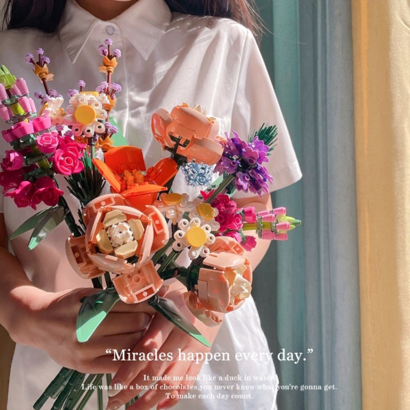 Mainan Brick Creator Flower Bouquet Pajangan Aksesoris Hiasan Rumah