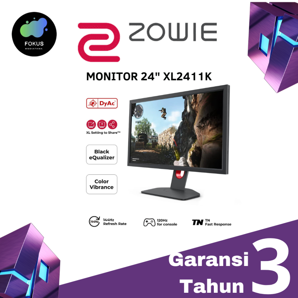 Monitor Gaming BenQ ZOWIE XL2411K 24 inch 144Hz 1ms Dynamic Accuracy