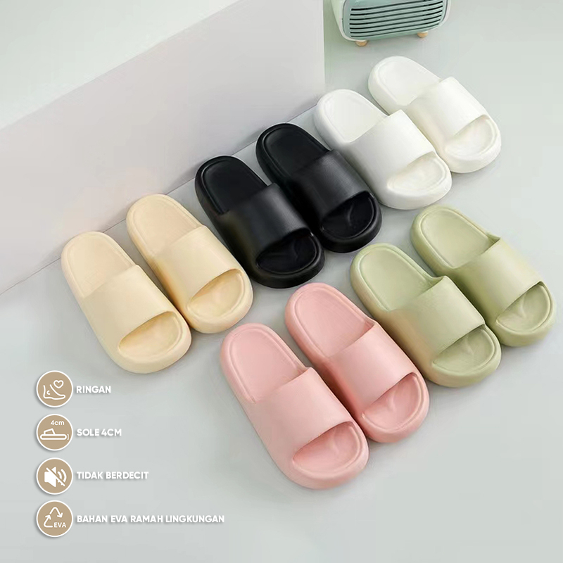 Lazy Bear Sendal Slip On EVA H33 Sandal Rumah Slop Santai Wanita Pria/Sendal Korea Jelly