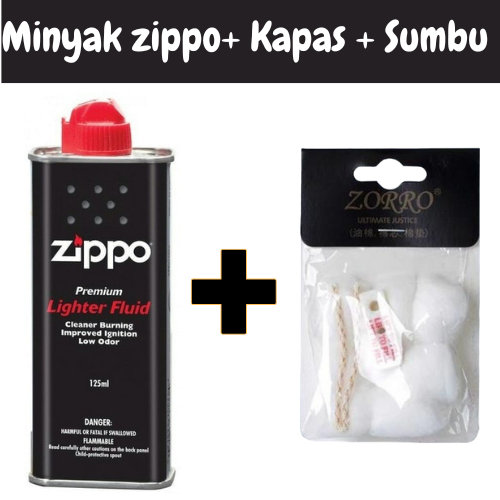 Paket Hemat Minyak Zippo Plus Batu Zippo Original