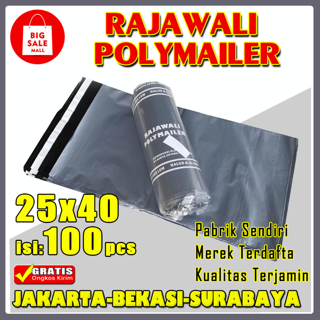 Plastik Packing Polymailer Silver isi100pcs Plastik Packing Olshop Packing Lem Perekat Tebal Anti Sobek RAJAWALI