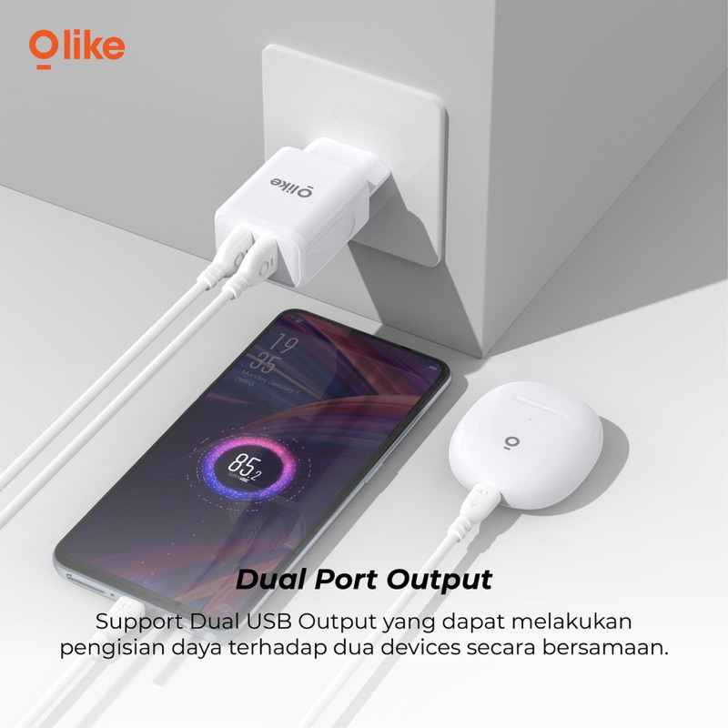 Olike C202 Charger Kepala Adaptor 5V/2.4A Fast Charging Smart Protection - Garansi 1 Tahun