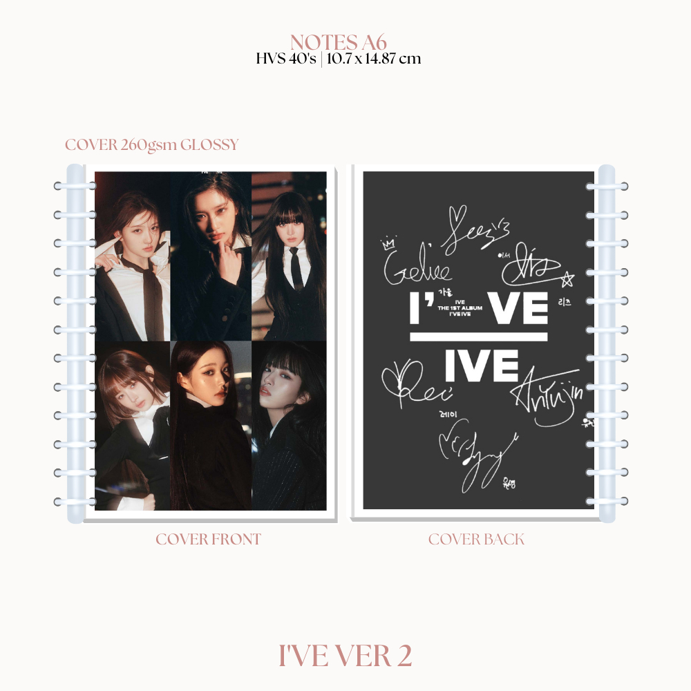 NOTES IVE I'VE (ISI 40 HVS + COVER LAMINASI 2 SISI) BUKU NOTE NOTEBOOK TANDA TANGAN TTD KPOP IDOL KOREA PREMIUM MURAH UNOFFICIAL YUJIN GAEUL WONYOUNG LIZ REI LEESEO READY STOCK !