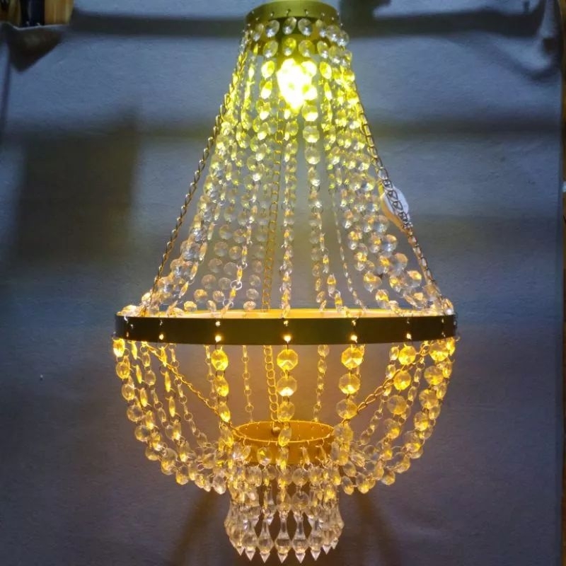 Lampu Kristal Gantung Lampu Cristal Gold