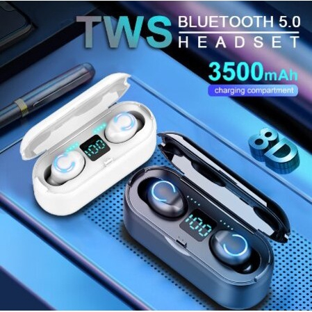 Amoi F9 Bluetooth Headset [Hifi/ TWS/ Fingerprint Touch] /  Facebook   Twitter   Google Plus   Earphone TWS F9 Original Wireless bluetooth v5.0 Headset sekaligus Powerbank for iOS &amp; Android Smartphone Headset Bluetooth LED Wireless Earbuds TWS F9-8 Okay D