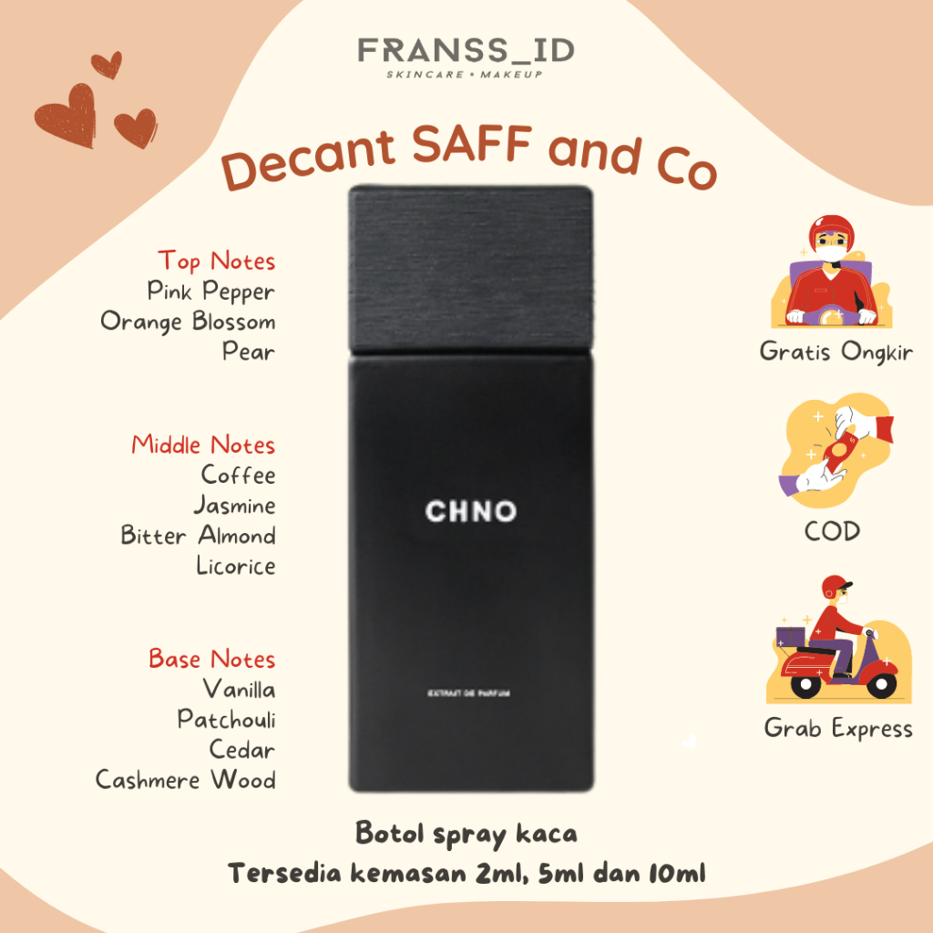 DECANT SAFF AND CO CHNO Share In Jar Tester Original 2ml 5ml 10ml botol spray