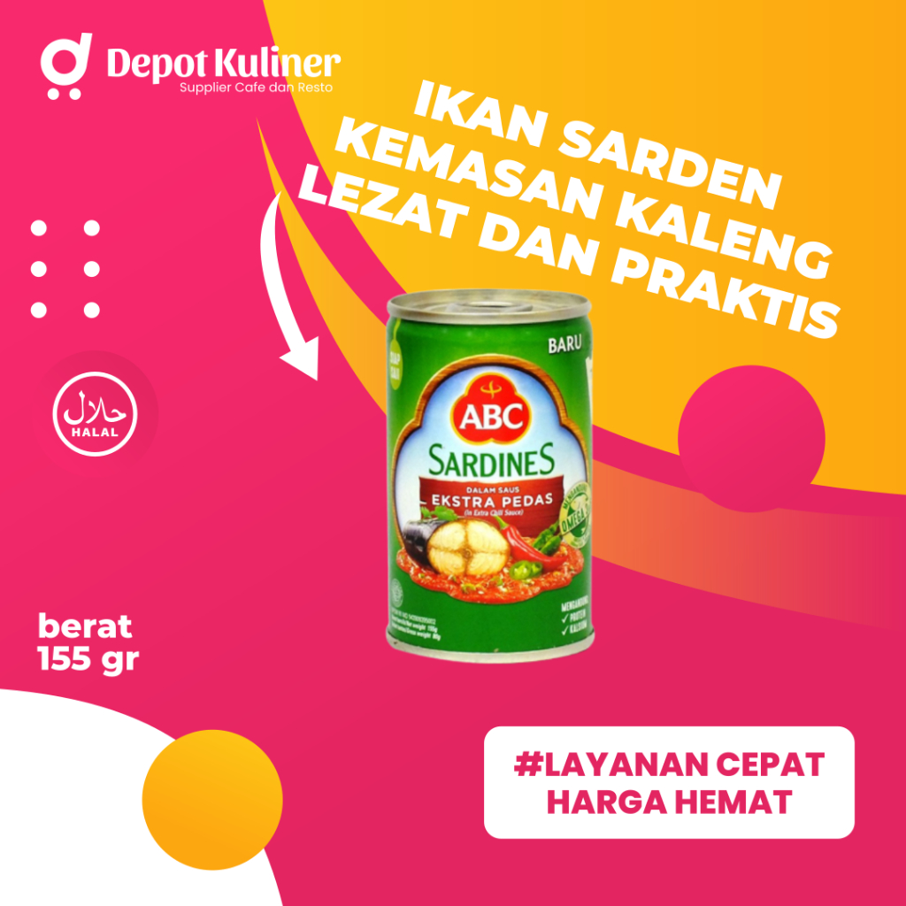 DepotKuliner - Sardines Abc 155gr Extra Pedas Kaleng