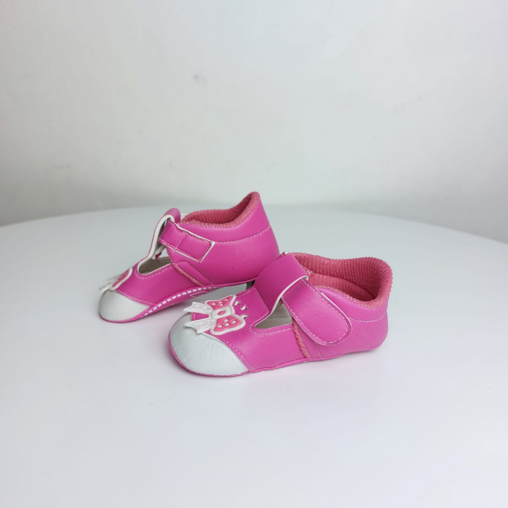 SEPATU BABY KANVAS PITA PINK UMUR 0-1 TAHUN.